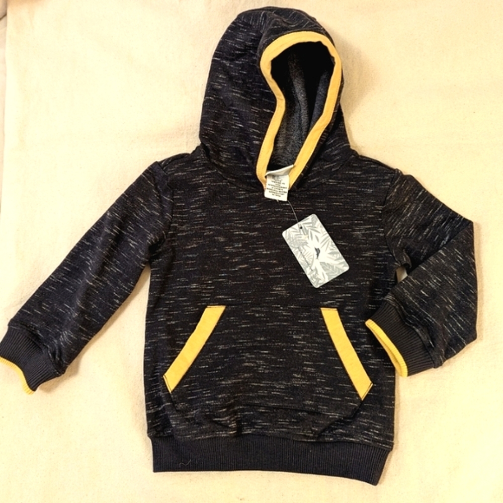 Tommy Bahama toddler size 2T dark grey hoodie kangaroo pocket yellow trim
